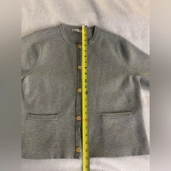 Abercrombie & Fitch Lux Soft Heavy Knit Gray Cardigan Jacket with Gold Buttons L - Picture 12 of 16